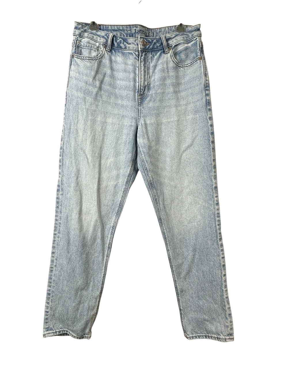American Eagle Strigid Light Wash Blue Denim High Waist Mom Jeans Women Sz 10